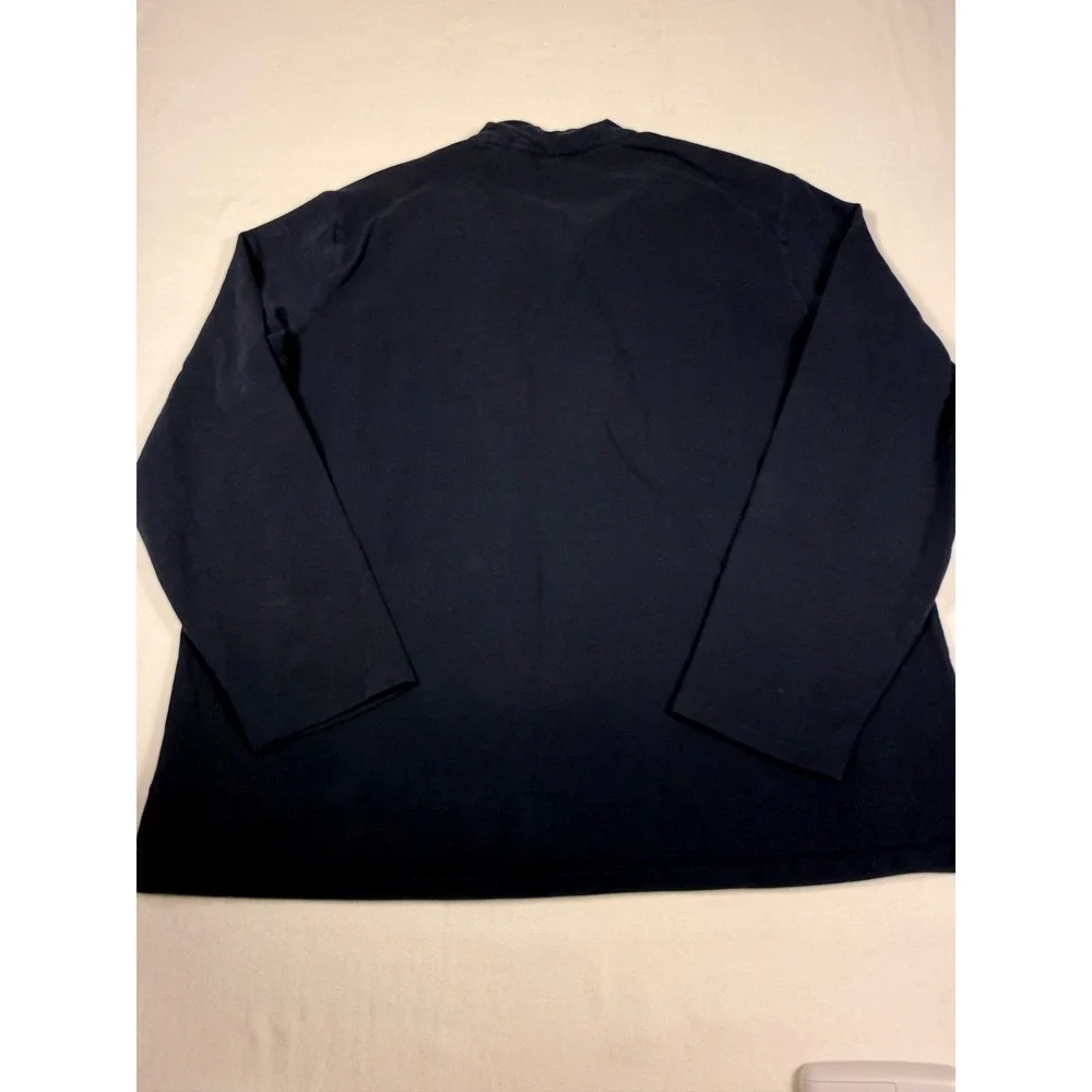 Michael Kors Pullover XL Navy Blue Snap Neck Utility Pocket Long Sleeve Top